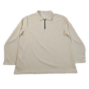 Banana Republic Waffle Knit Sweater Men's L Taupe 1/4 Zip Long Sleeve EUC LN